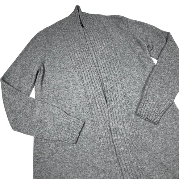 Forte Cashmere Open Front Cashmere Cardigan Sz.L Gray Quiet Luxury Cozy Longline - Picture 2 of 13